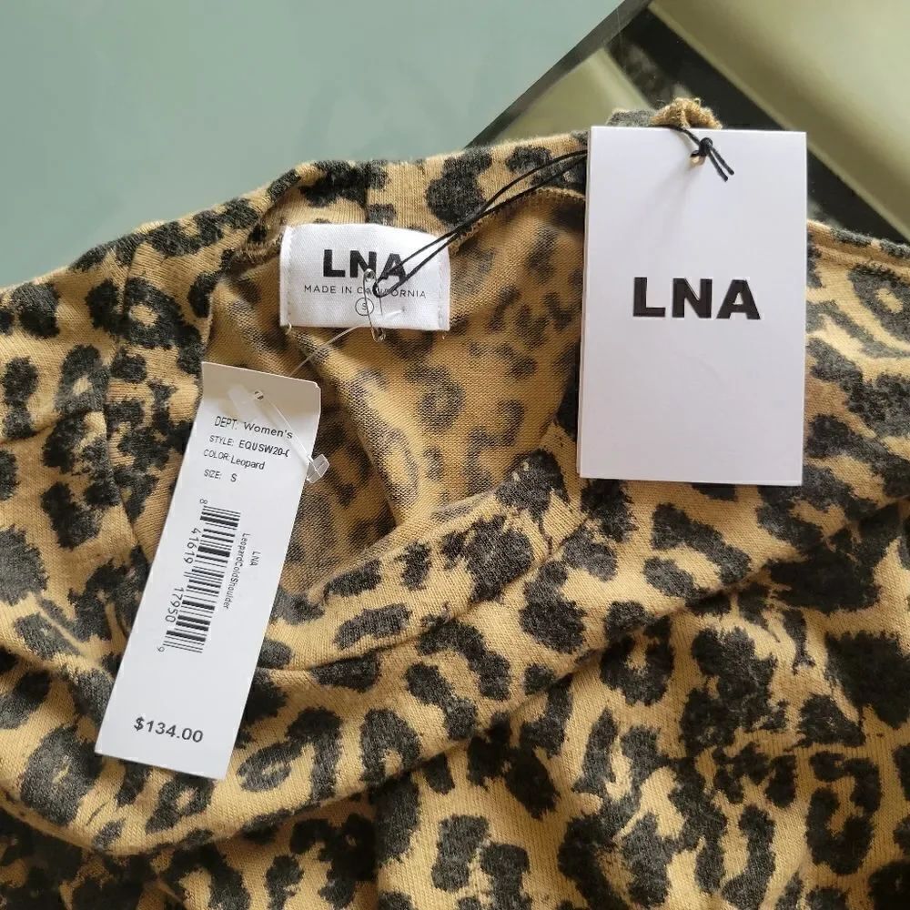 NEW LNA Leopard Cold shoulder Top Shirt size S - Picture 6 of 10